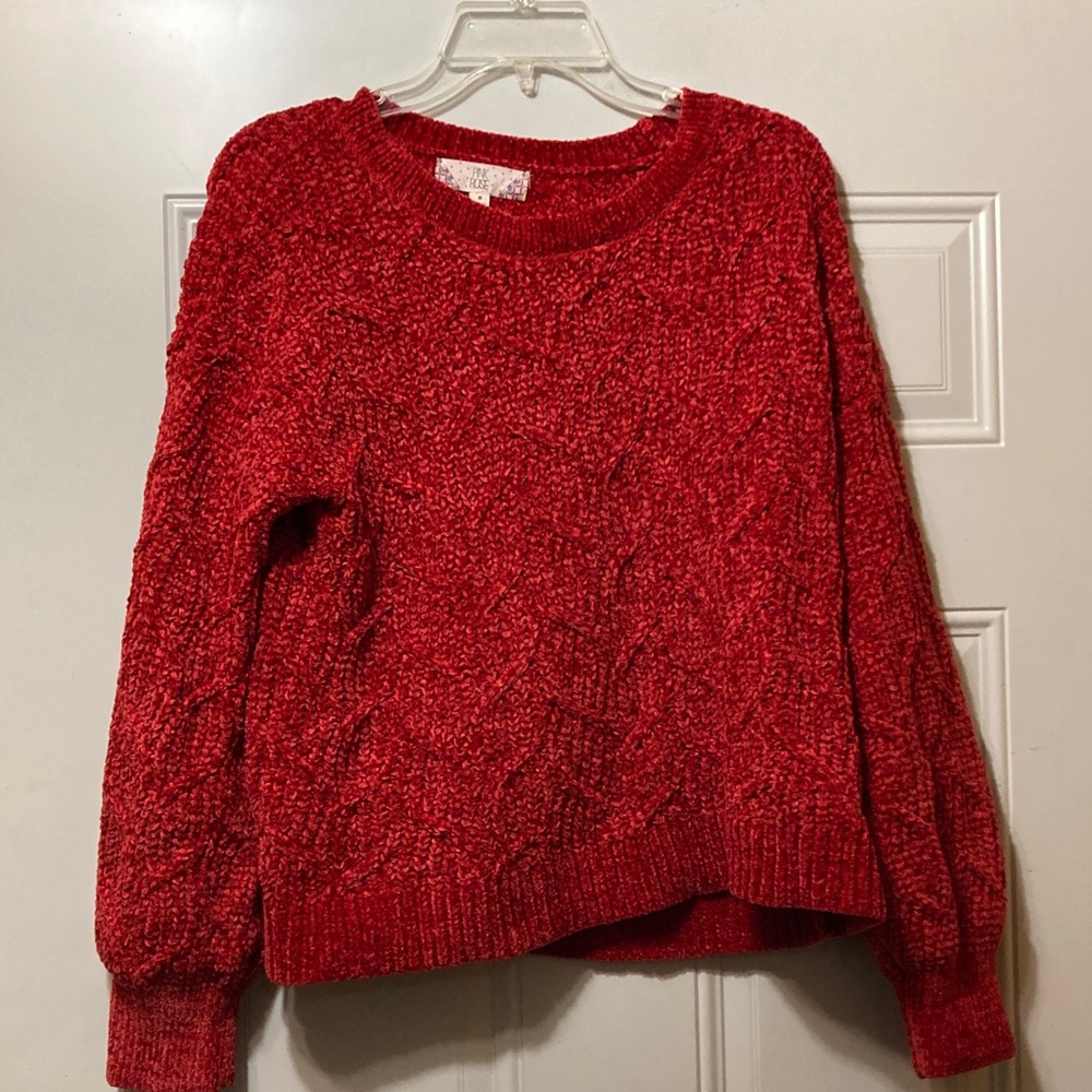 Pink Rose Vibrant Red Crew Neck‎ Sweater M